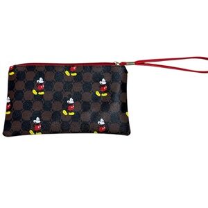 New Mickey Mouse Brown & Red Wristlet